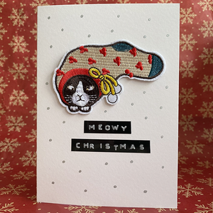 Meowy Christmas Iron on Patch Card