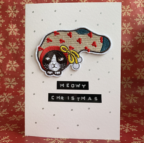Meowy Christmas Iron on Patch Card