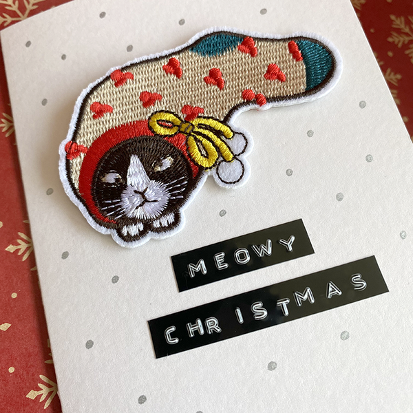 Meowy Christmas Iron on Patch Card