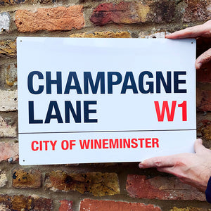 Champagne Lane Metal Sign