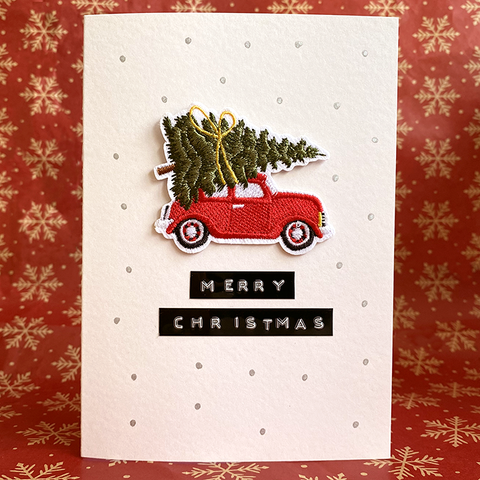 Merry Christmas Iron on Patch Card