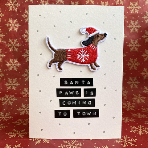 Santa Paws Iron on Patch Card