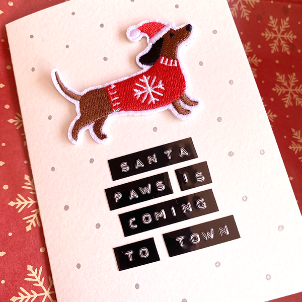 Santa Paws Iron on Patch Card