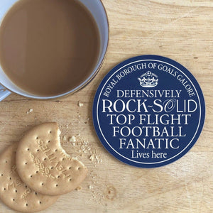 Football Fanatic Blue Plaque Coaster