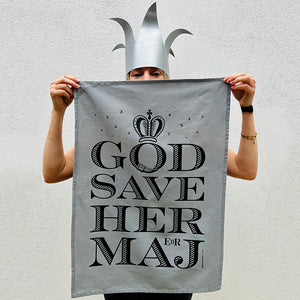 God Save Her Maj Tea Towel