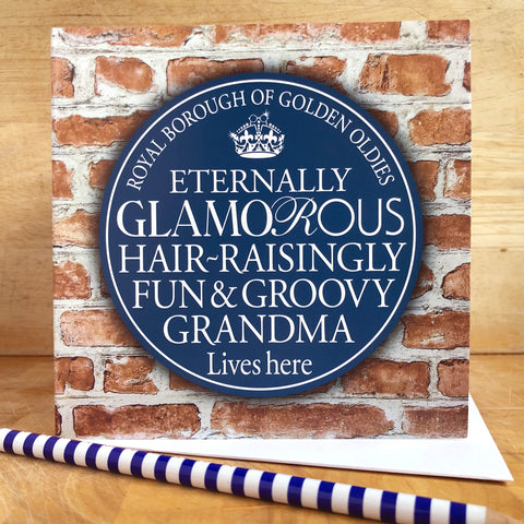 Glamorous Grandma Blue Plaque Card
