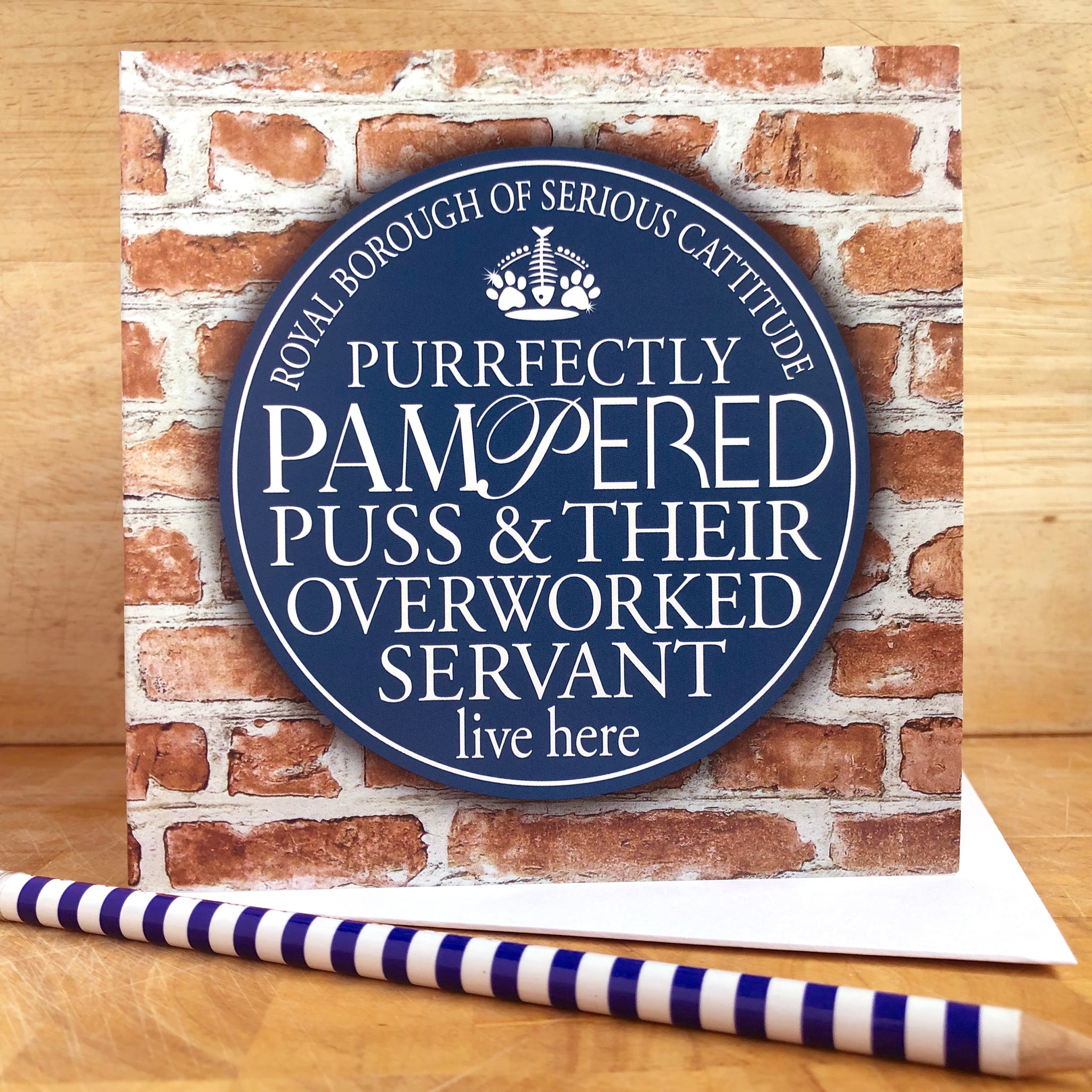 Pampered Puss Owner Blue Plaque Card