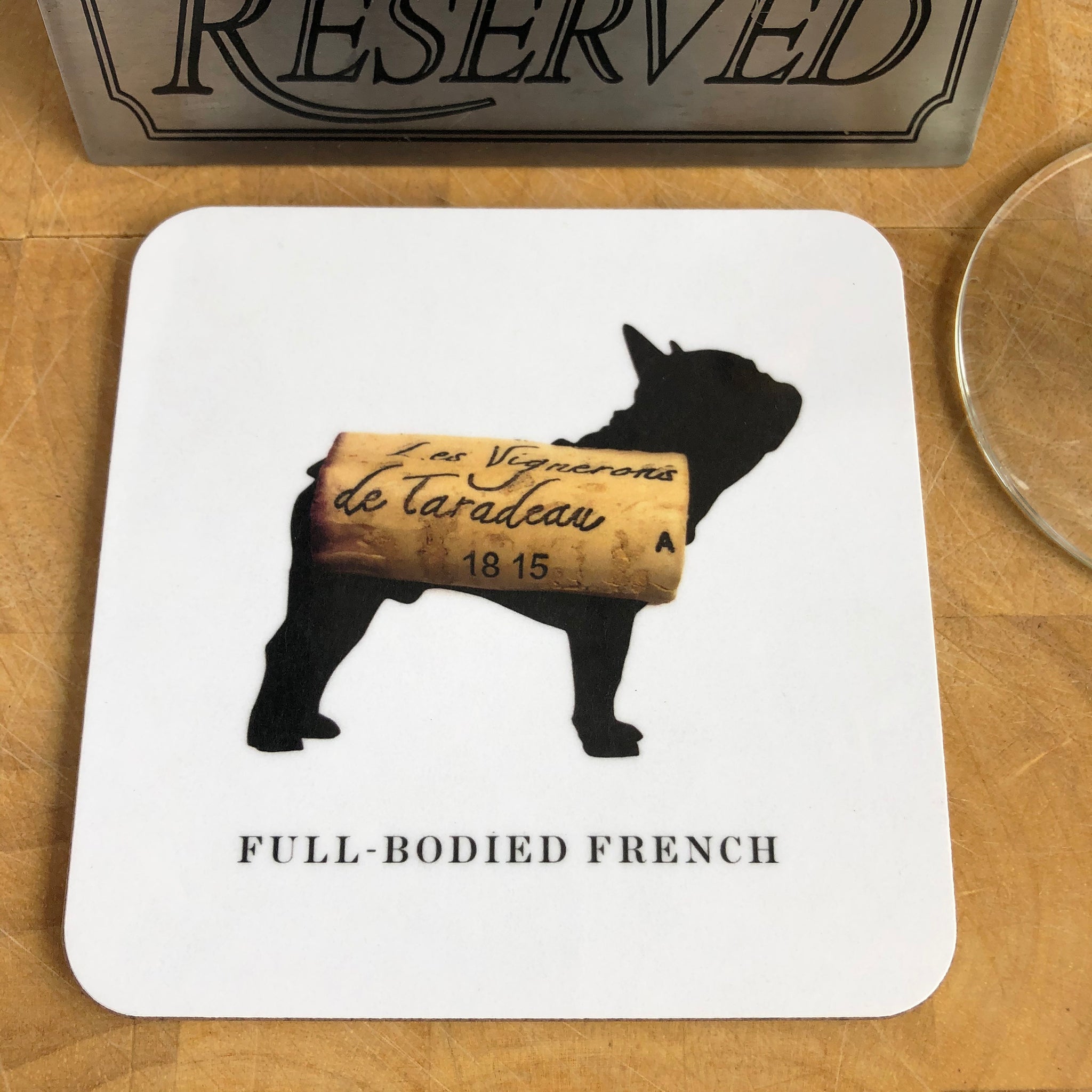 Woofs & Wine French Bulldog Coaster