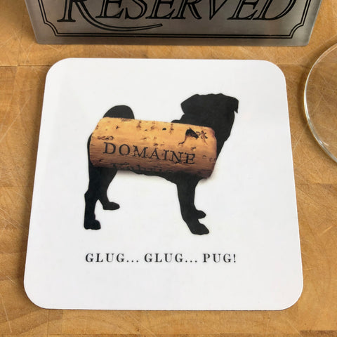 Woofs & Wine Pug Coaster