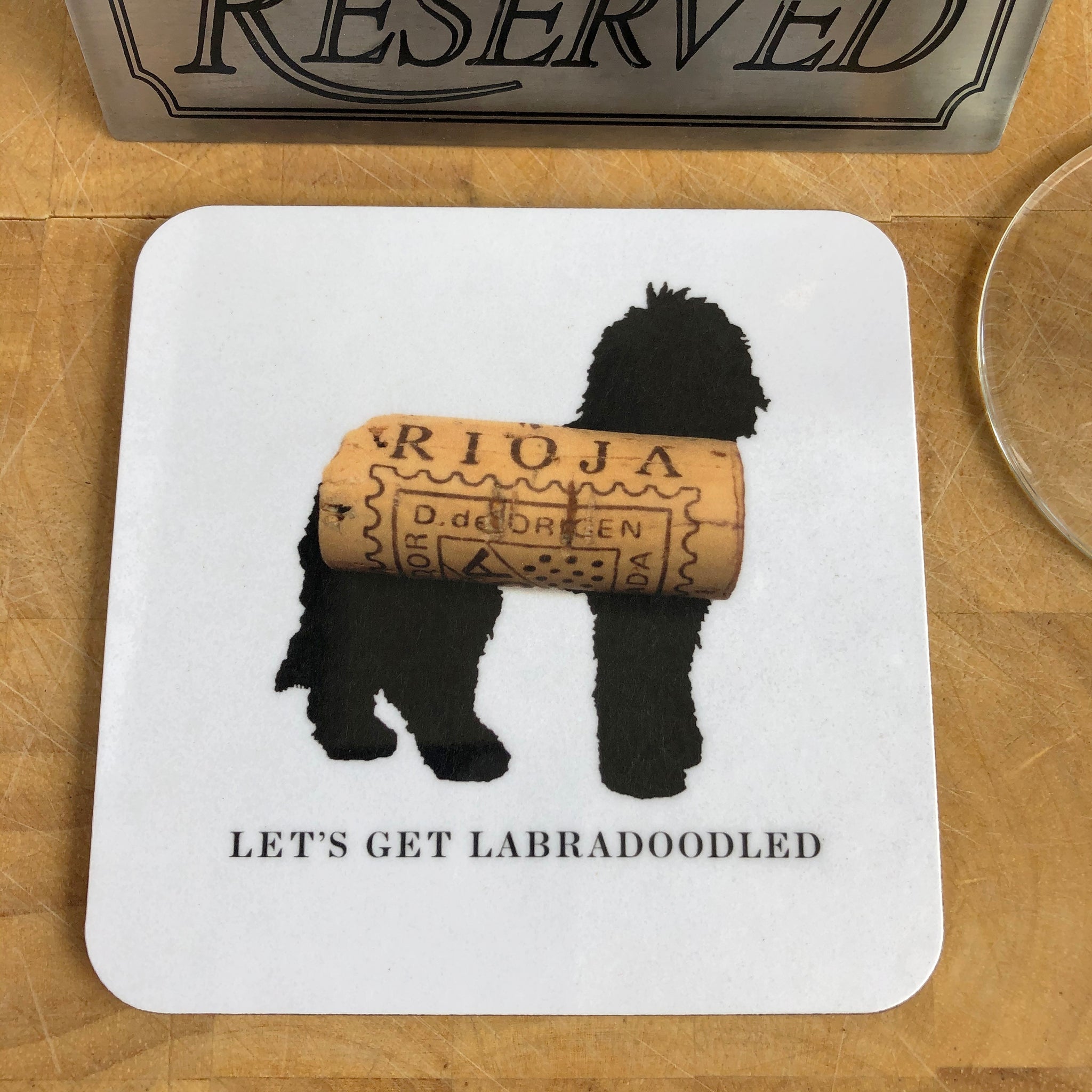 Woofs & Wine Labradoodle Coaster