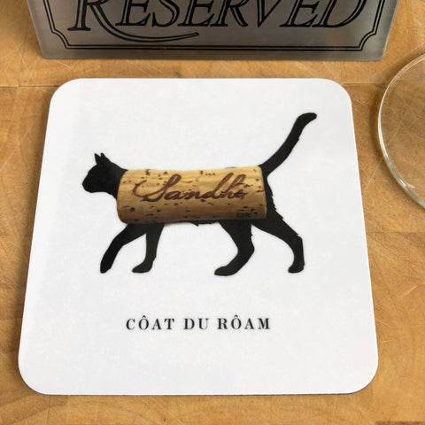 Woofs & Wine Coat du Roam Cat Coaster