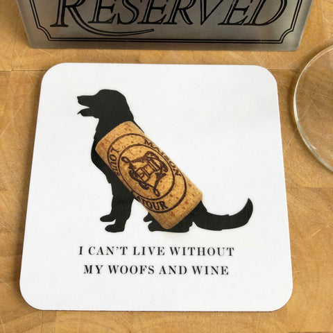 Woofs & Wine Retriever Coaster
