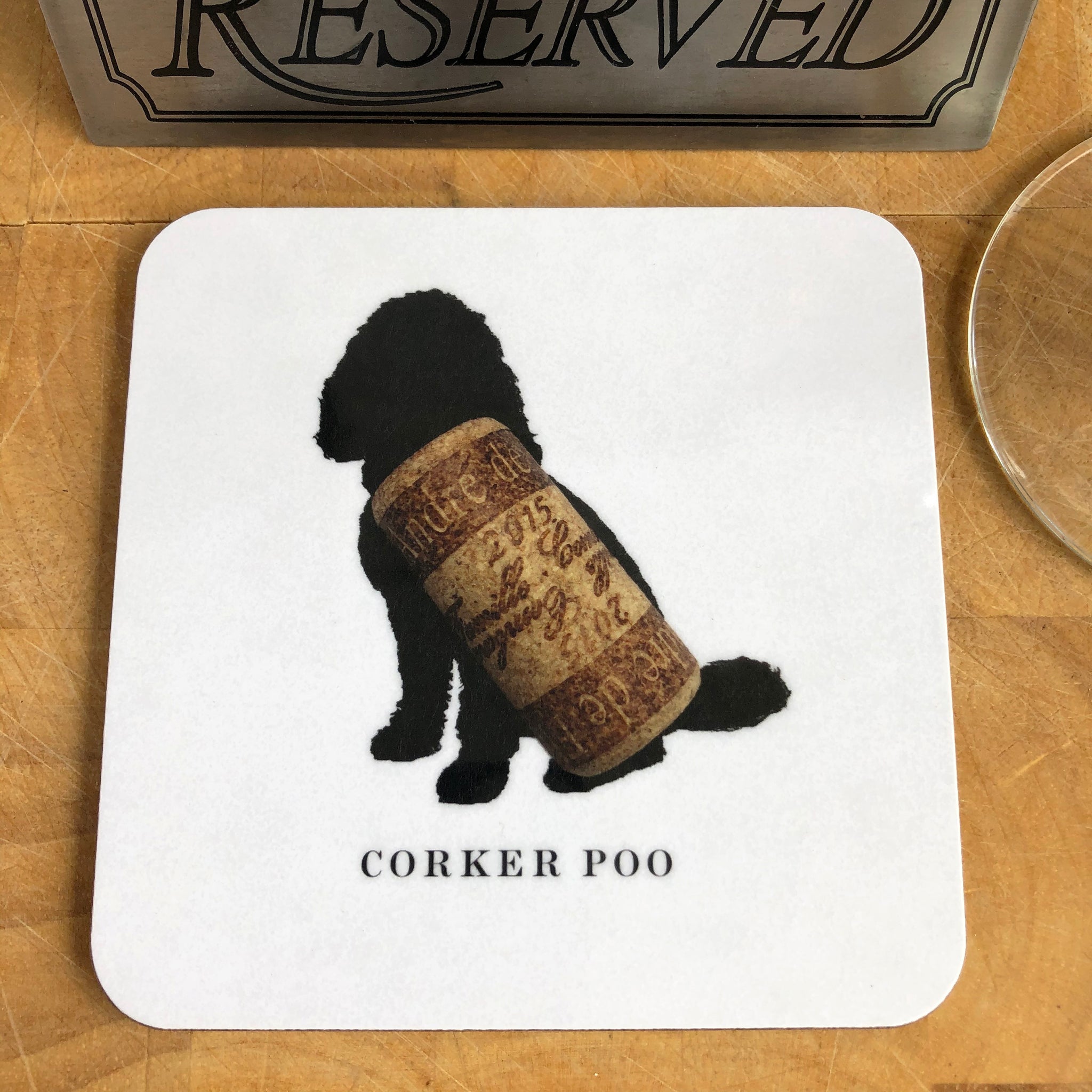 Woofs & Wine Cockerpoo Coaster