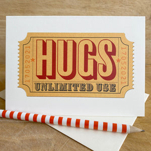 Hugs Unlimited Retro Ticket Card